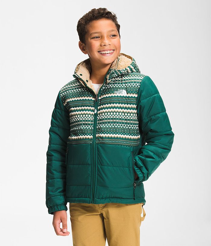 The North Face Jacket Printed Reversible Mount Chimbo Full Zip Hooded Green - Boys - Thailand ZLMCT-7465